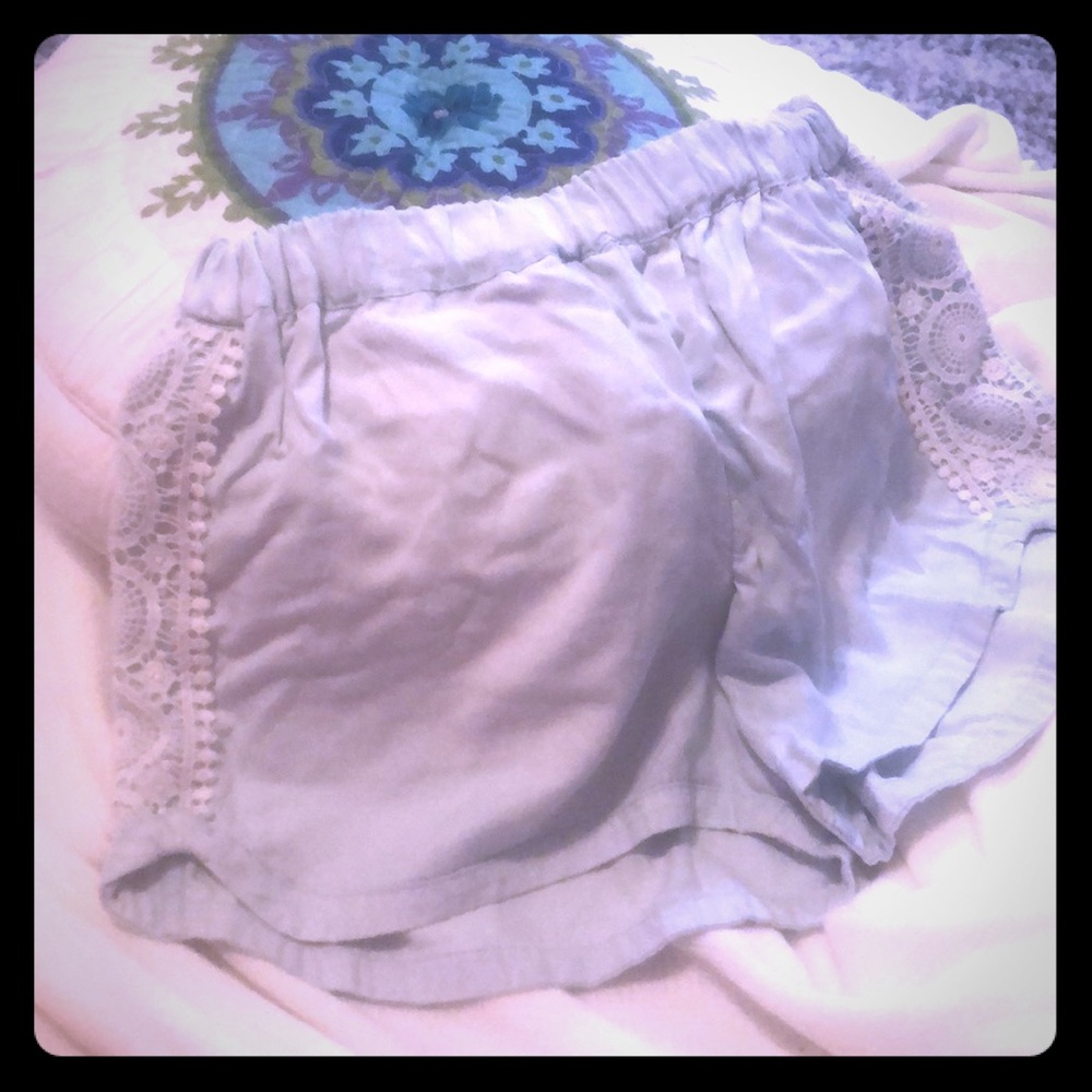 Denim and lace shorts